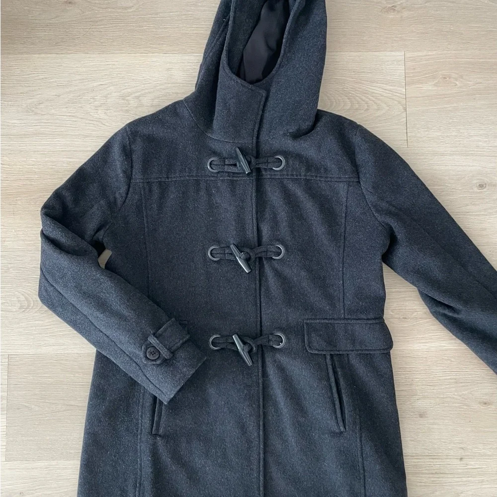 Pendleton Roslyn Charcoal Black Hooded Wool Toggle Coat